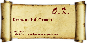 Orovan Kármen névjegykártya